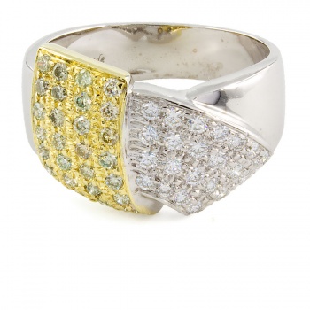 18ct gold 2 tone Diamond 1.1ct Cluster Ring size S